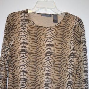 Liz Claiborne Brown Animal Print Blouse Shirt Top